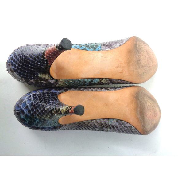 AFFINITI for Wm B Woods US 10AAAA Taupe Pink Blue Genuine Reptile Pump Shoe VTG - Picture 7 of 7